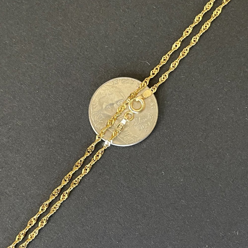 14k Gold Solid Twist Singapore Chain Necklace 18 Inch… Gem